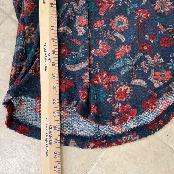 William Rast Blouse top Women's size L Lace-Up Henley Boho LS distressed raw hem - Picture 9 of 13